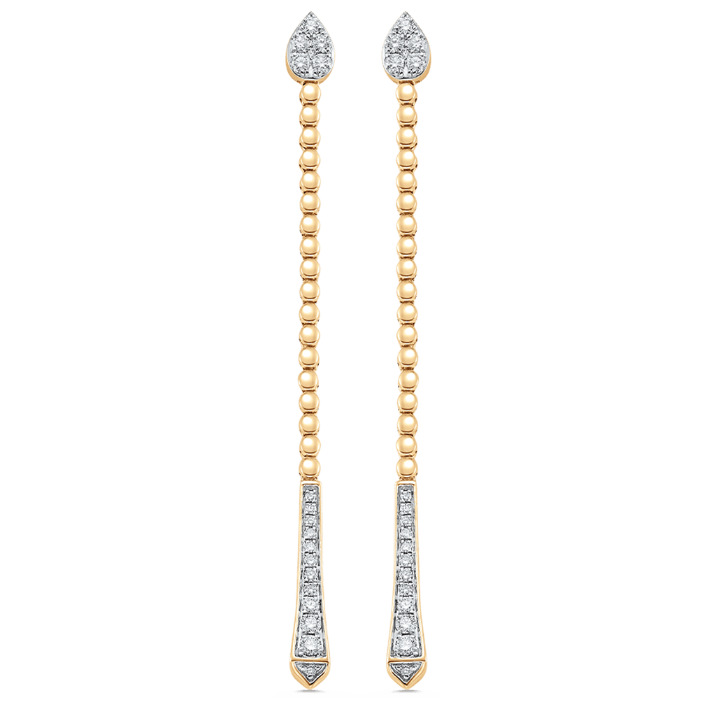 0.41 TCW Round Moissanite Diamond Long Drop Earrings