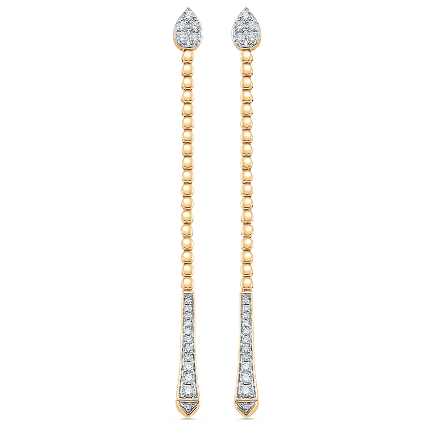 0.41 TCW Round Moissanite Diamond Long Drop Earrings