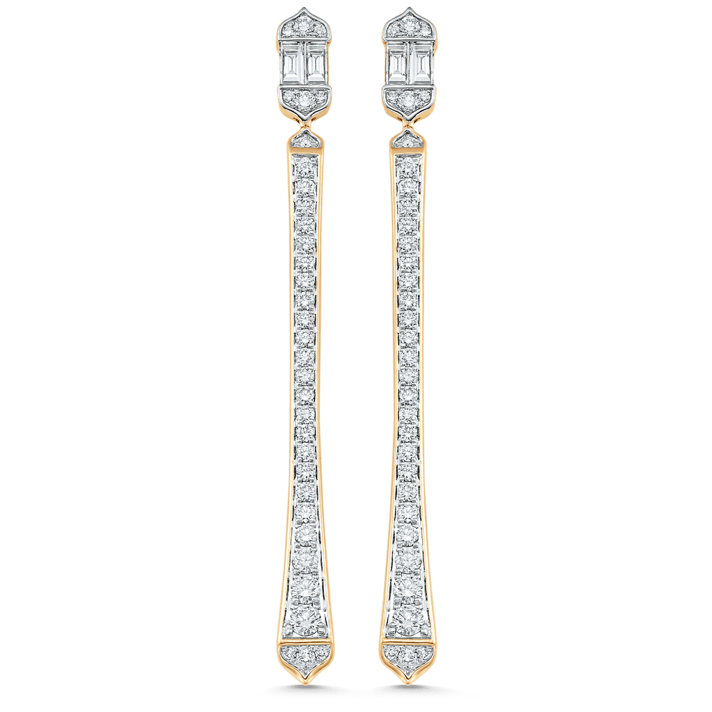 1.51 TCW Round & Baguette Moissanite Diamond Long Drop Earrings