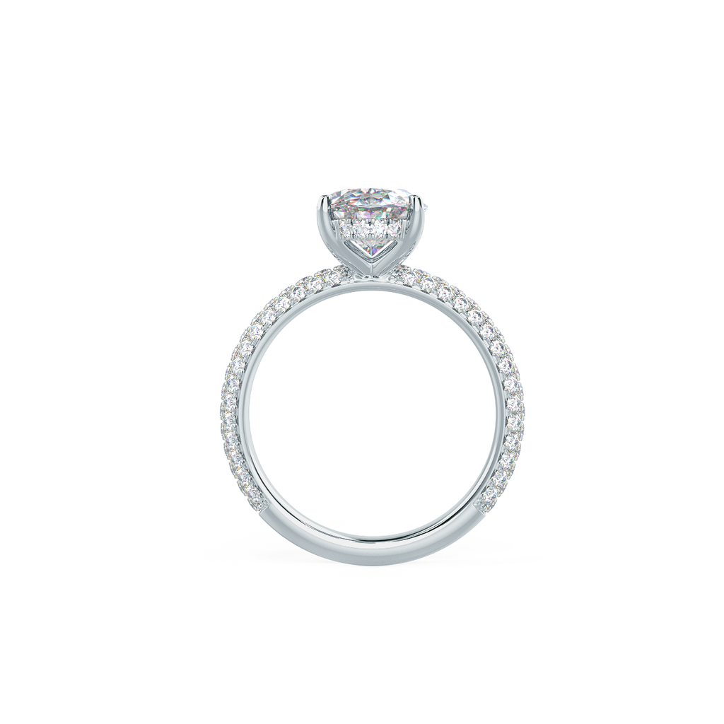 1.50 CT Oval Cut Moissanite Three Side Pave Setting Engagement Ring
