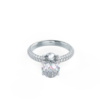 1.50 CT Oval Cut Moissanite Three Side Pave Setting Engagement Ring