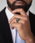 BETZ Gold Signet Ring with 1.80ct Black Pave Diamonds