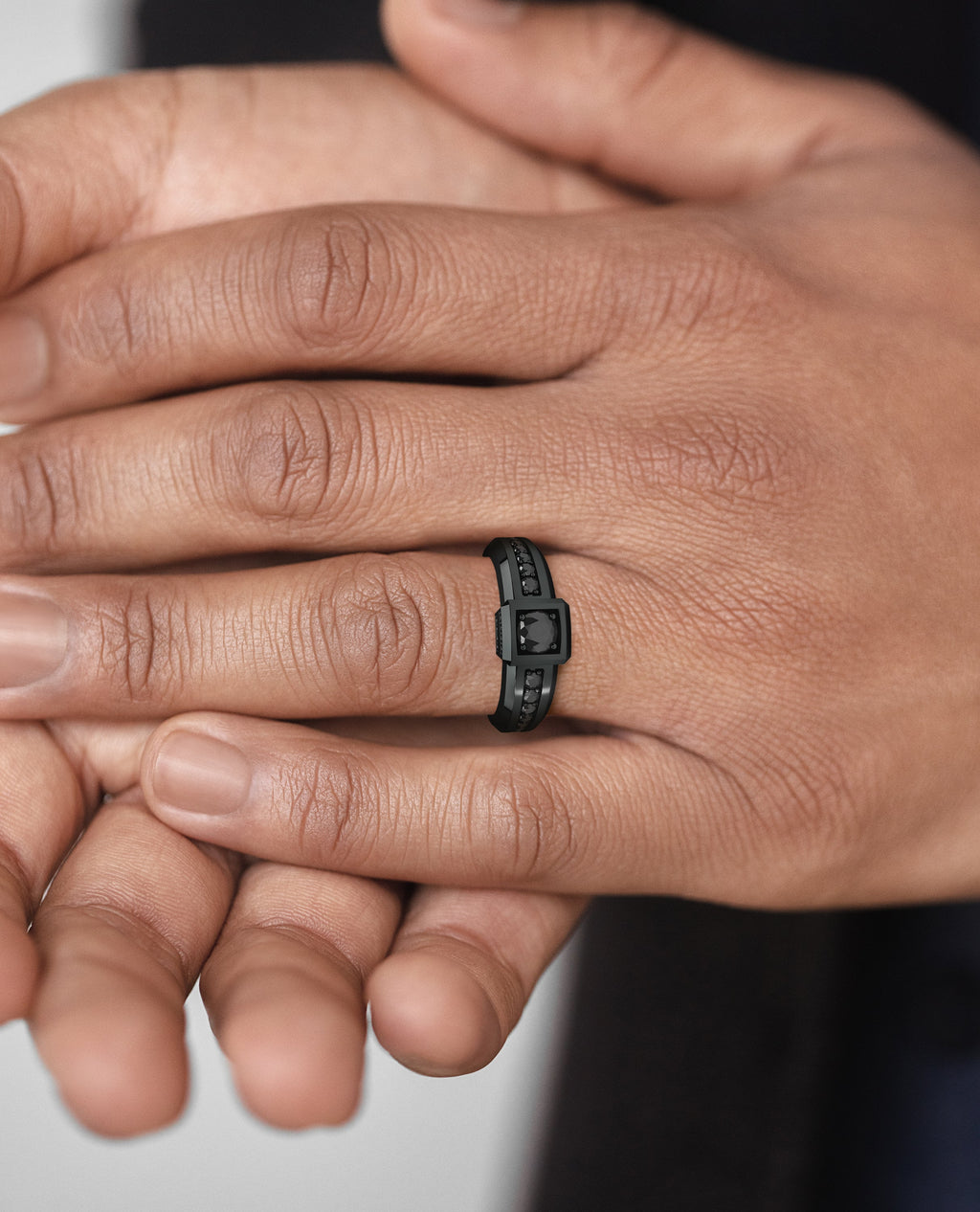 VULTURE Comfort Fit Men's EverBlak Black Gold Solitaire Engagement Ring with 1.45ct Black Diamonds