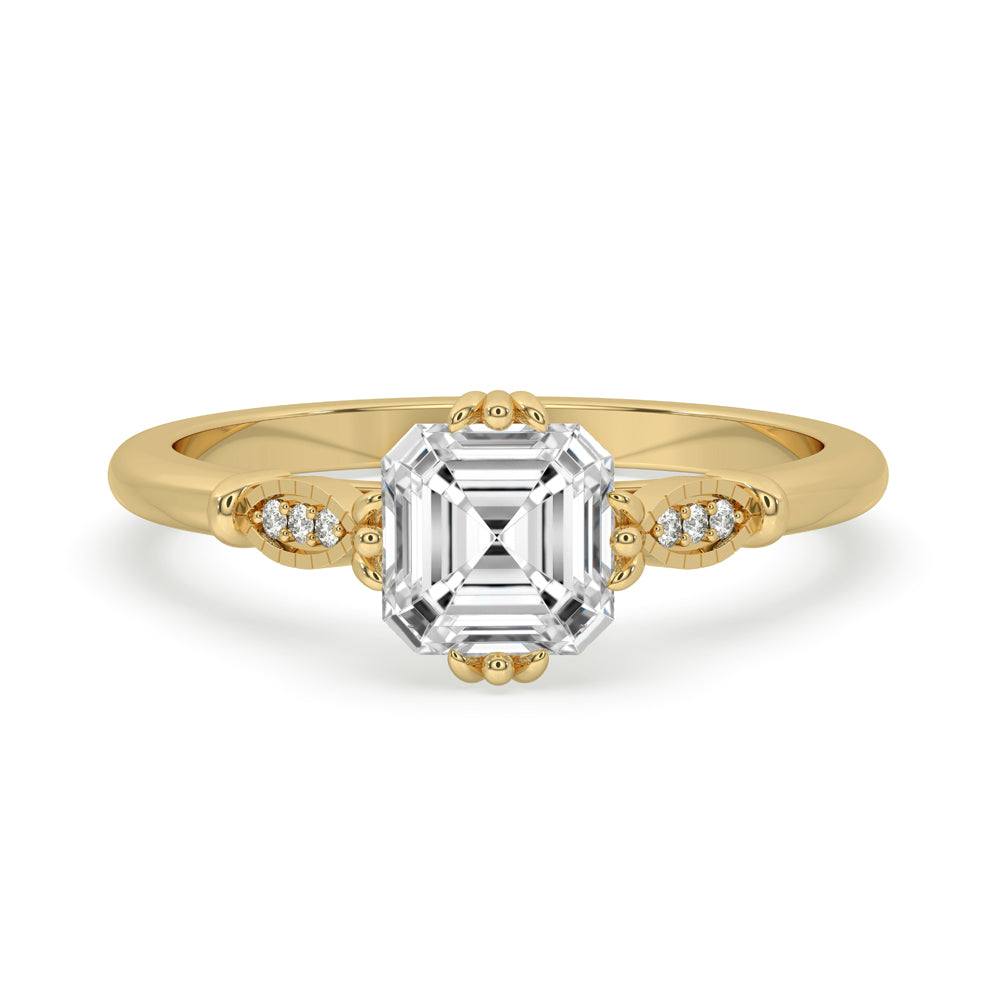 Asscher Cut Diamond Ring With Side Stones Main image