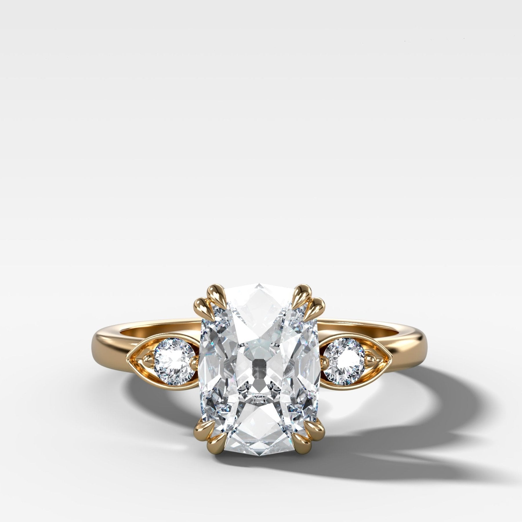 Vintage Ridge Engagement Ring set with 2.01ct Lab Grown Old Mine Cut Diamond