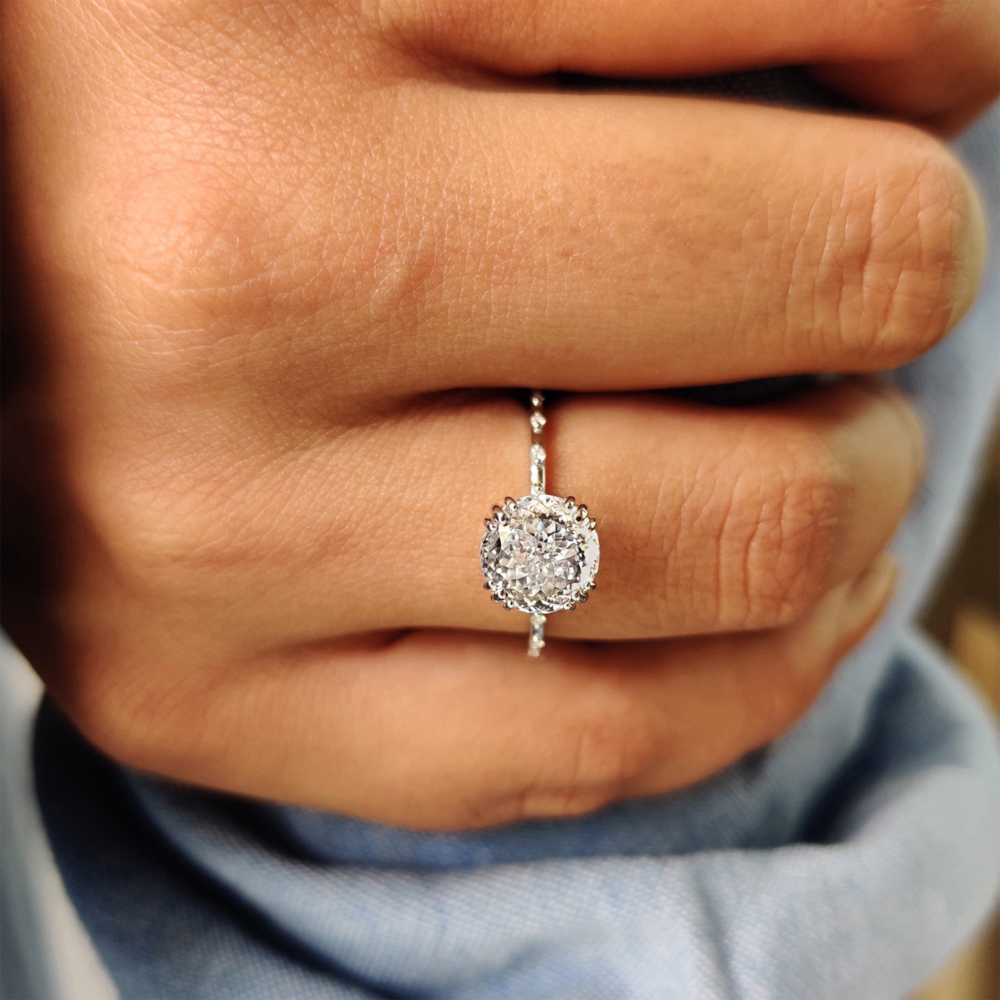 Solitaire Portuguese Cut Vintage Antique Engagement Ring