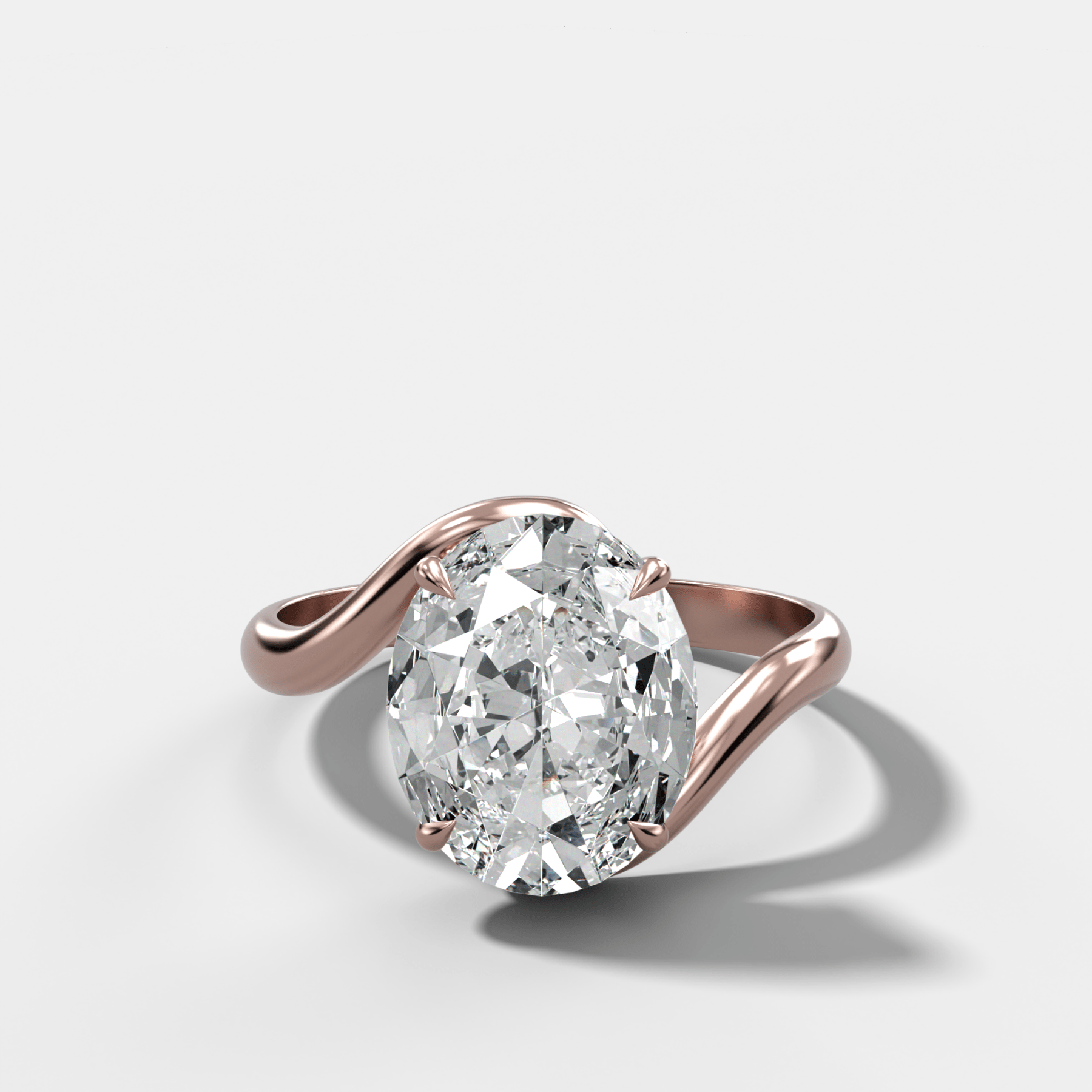 Wave Solitaire Engagement Ring with Oval Cut Diamond