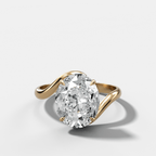 Wave Solitaire Engagement Ring with Oval Cut Diamond