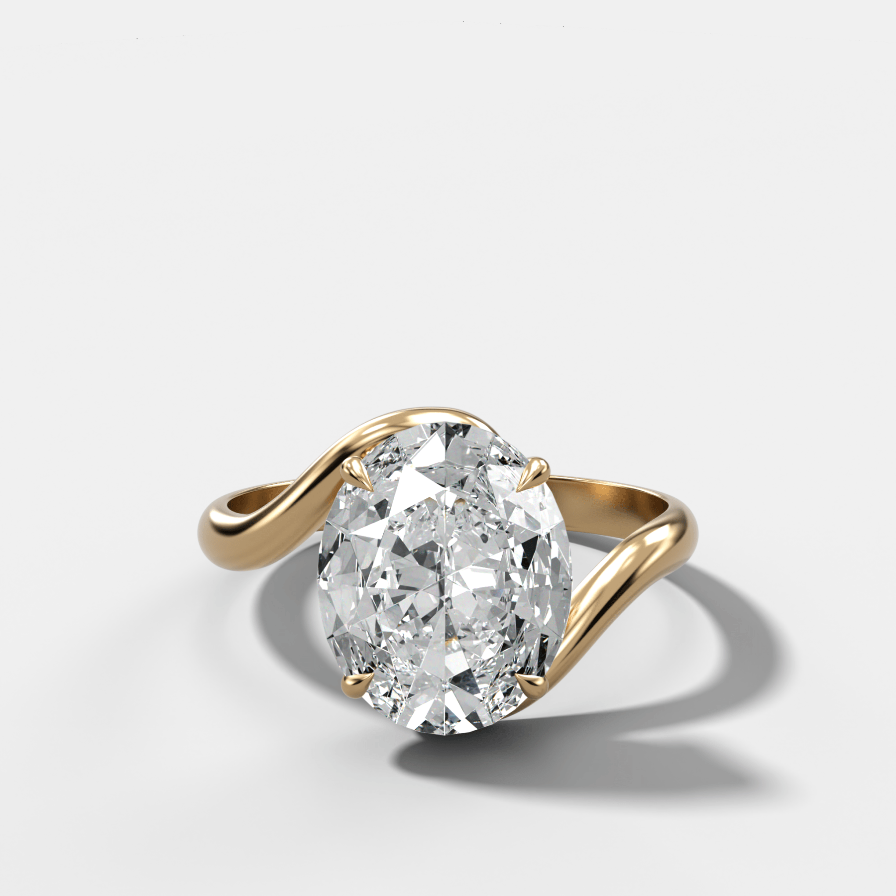 Wave Solitaire Engagement Ring with Oval Cut Diamond