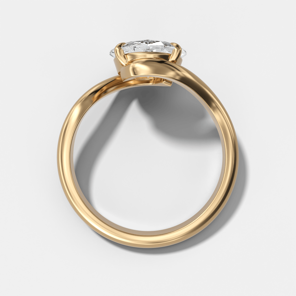 Wave Solitaire Engagement Ring with Oval Cut Diamond