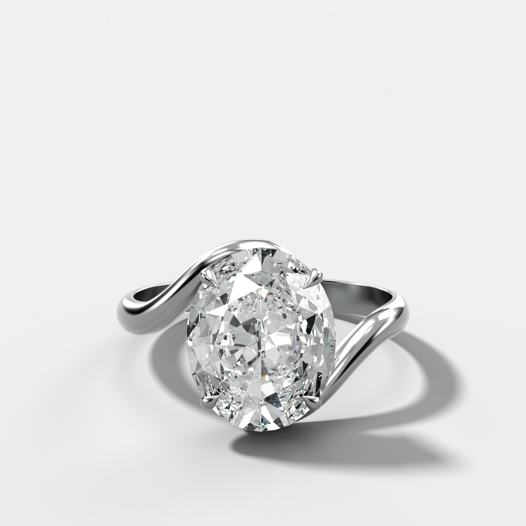 Wave Solitaire Engagement Ring with Oval Cut Diamond