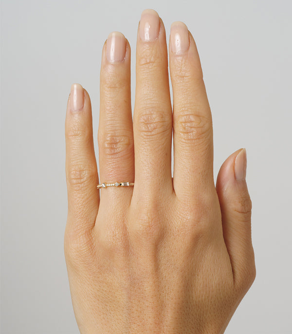 0.7 CTW  Round And Banguette Cut Moissanite Halo Unique Wedding Band