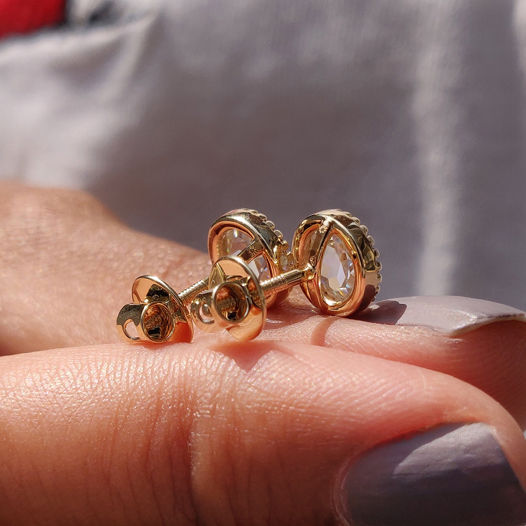 Round Rose Cut Moissanite Earrings In Milgrain Setting