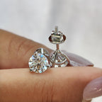 Martini Style Stud Earrings With Round Cut Moissanite