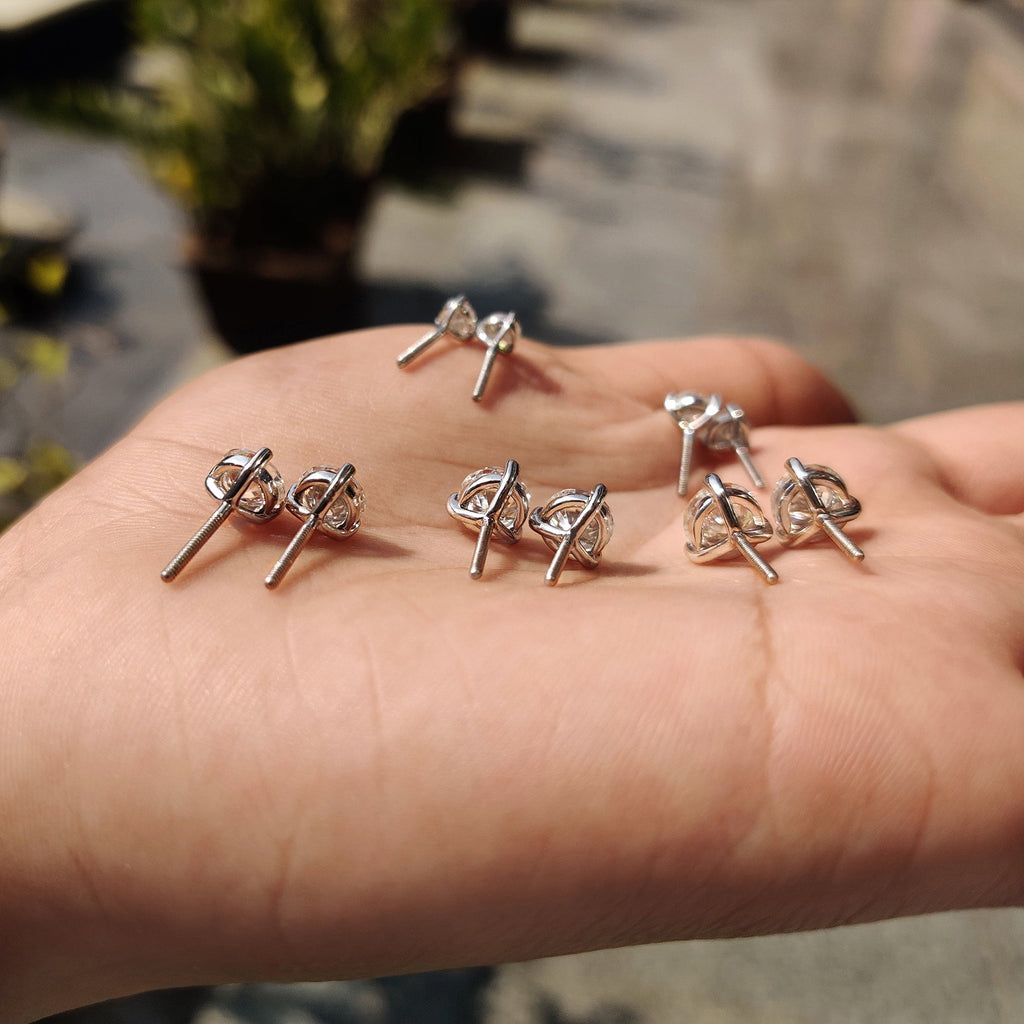 Round Cut Moissanite Stud Earrings