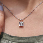 Asscher Cut Moissanite Pendant In Solitaire Style