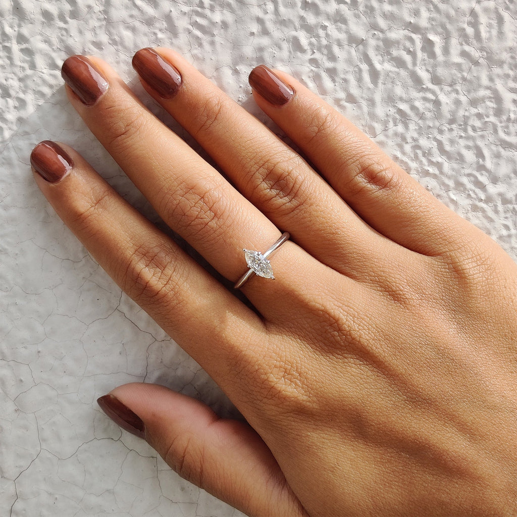 Marquise Solitaire Engagement Ring With Knife Edge Shank
