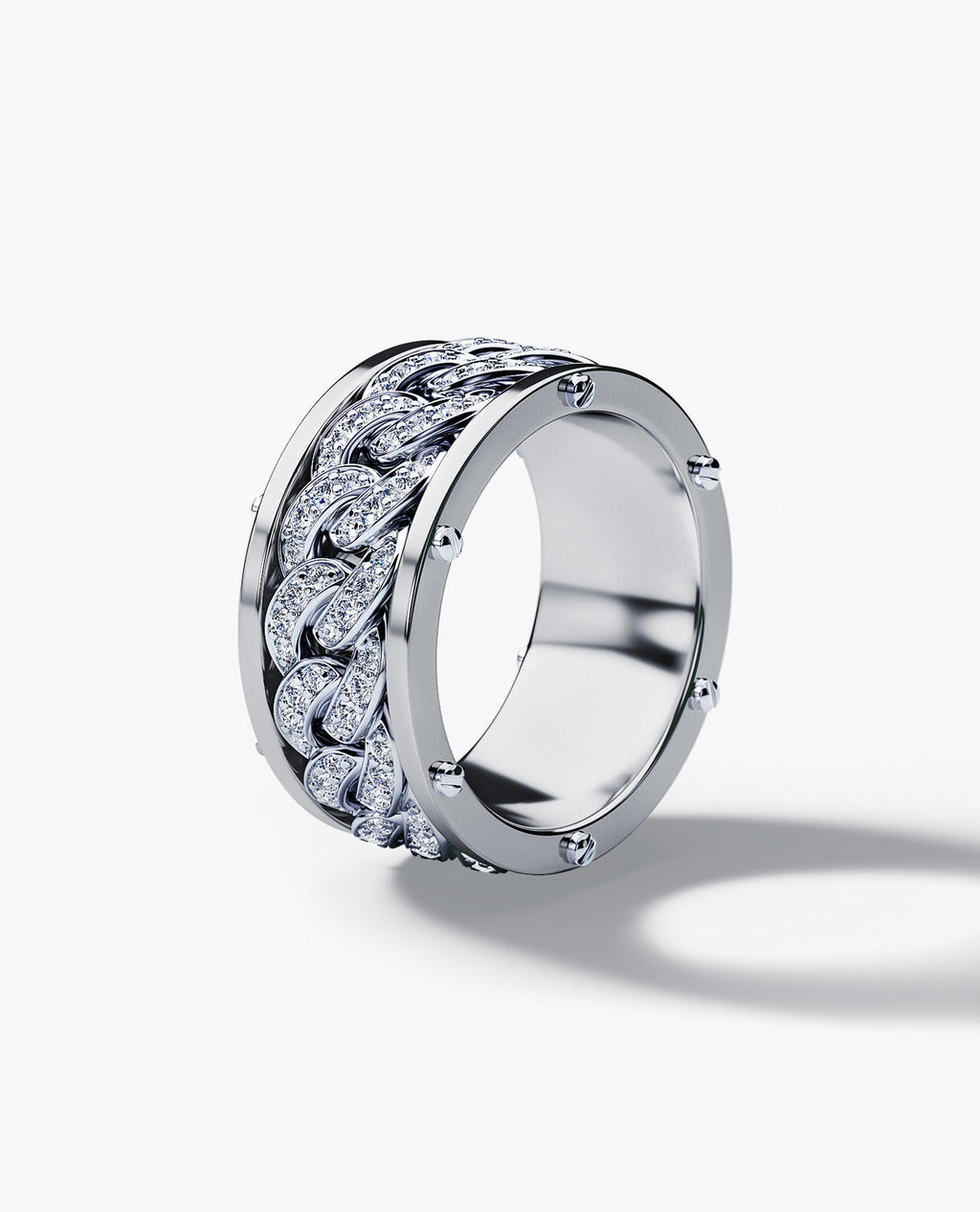 KENSINGTON Gold Cuban Link Ring with 1.45ct Diamonds