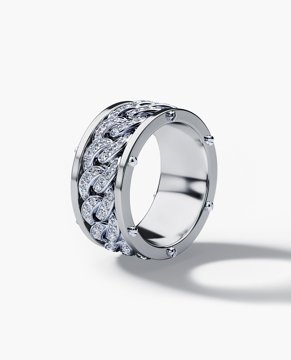 KENSINGTON Gold Cuban Link Ring with 1.45ct Diamonds