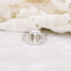 2.75 CT Emerald Moissanite Three Stones Engagement Ring
