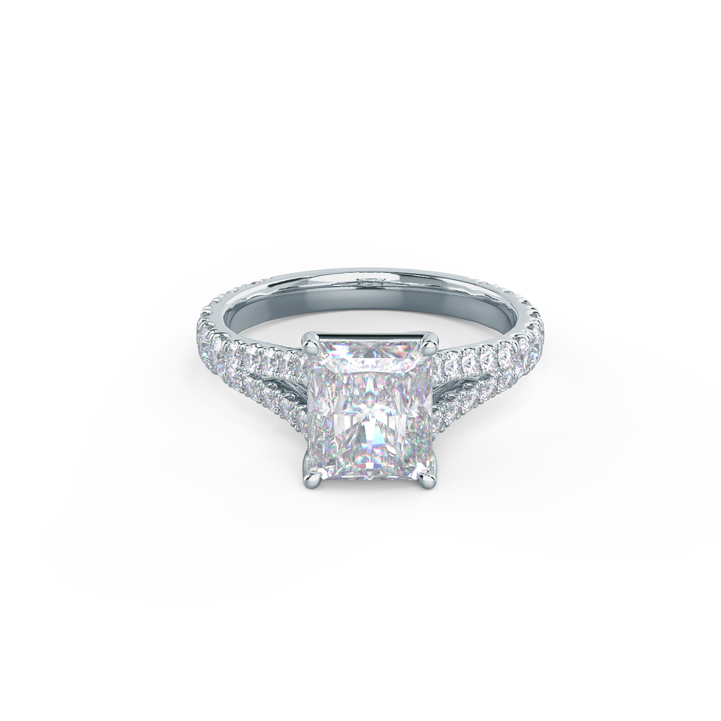 2.50 CT Radiant Cut Moissanite Pave Diamond Engagement Ring