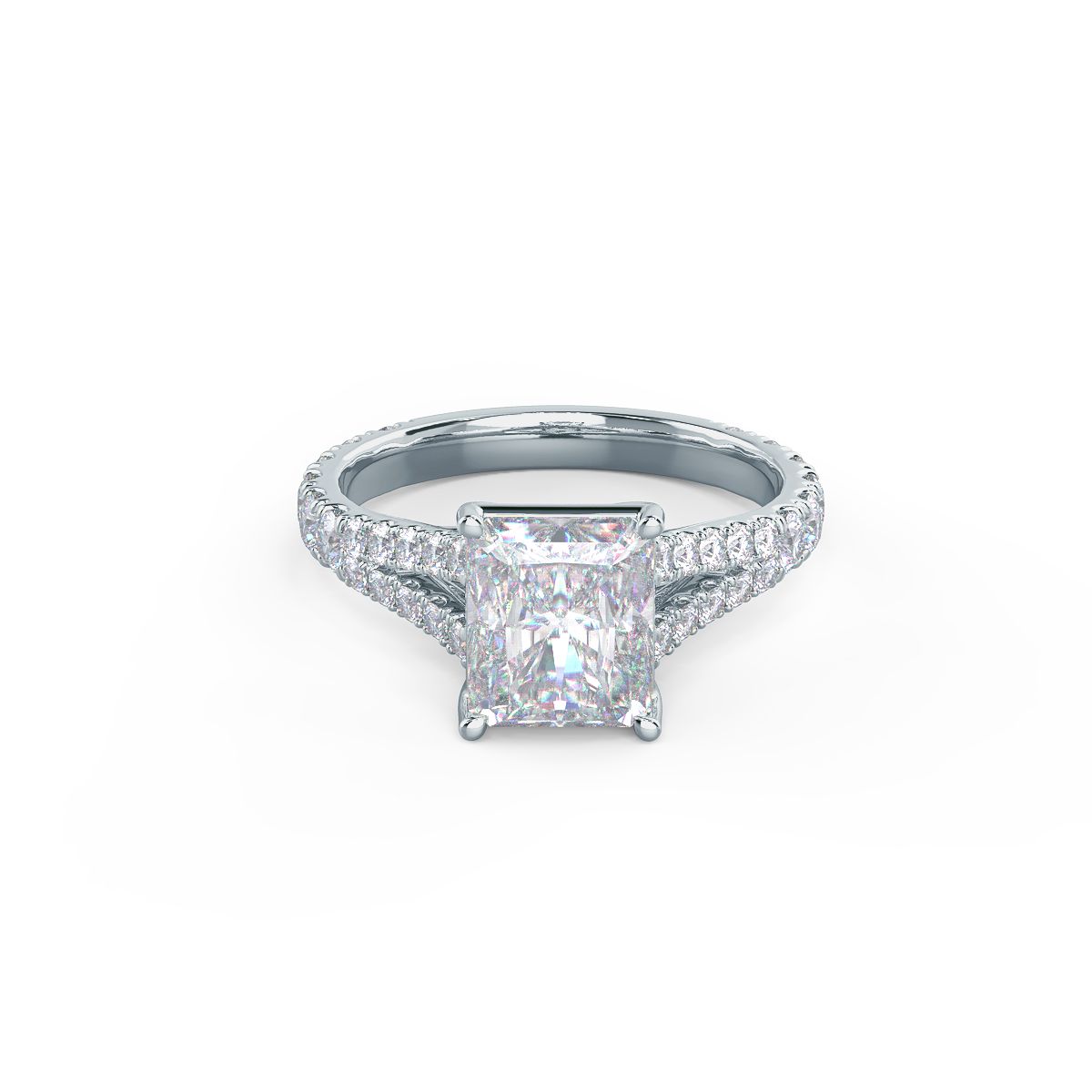 2.50 CT Radiant Cut Moissanite Pave Diamond Engagement Ring