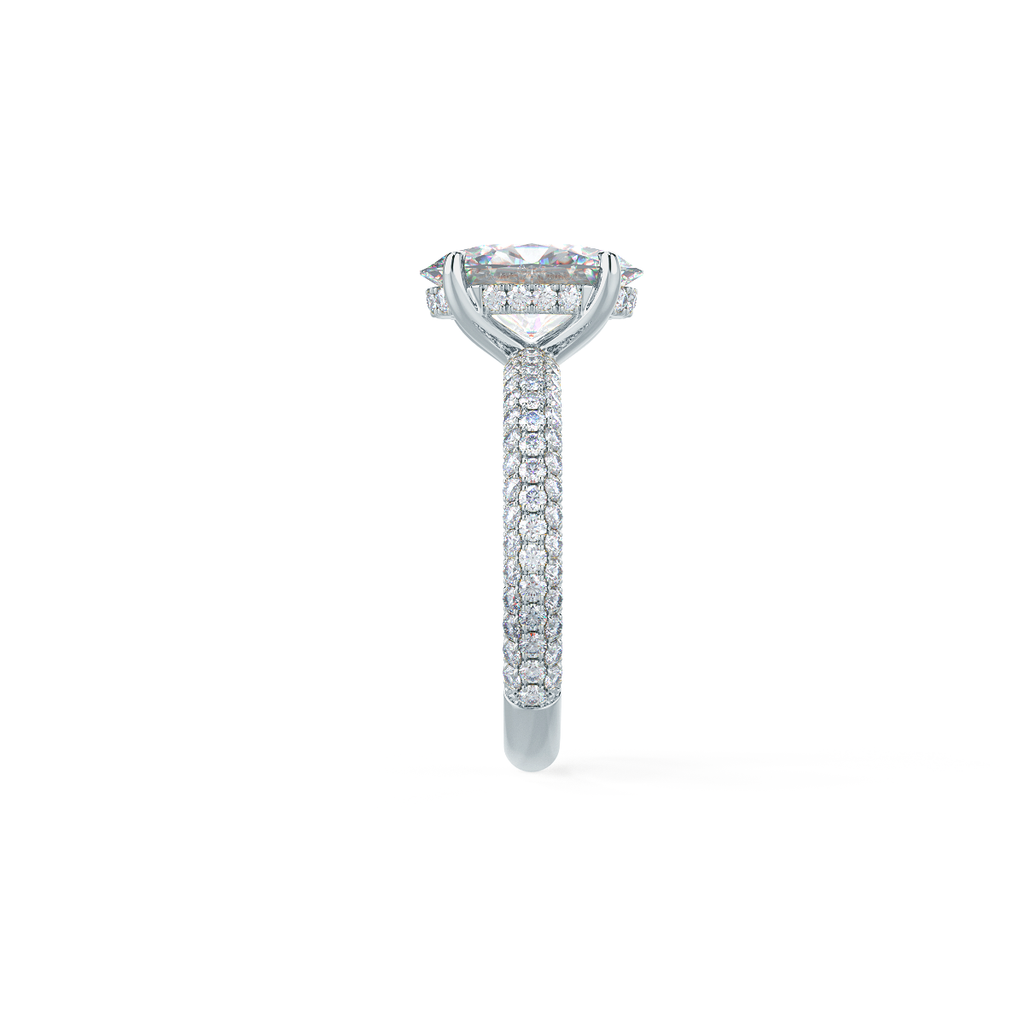 1.50 CT Oval Cut Moissanite Three Side Pave Setting Engagement Ring