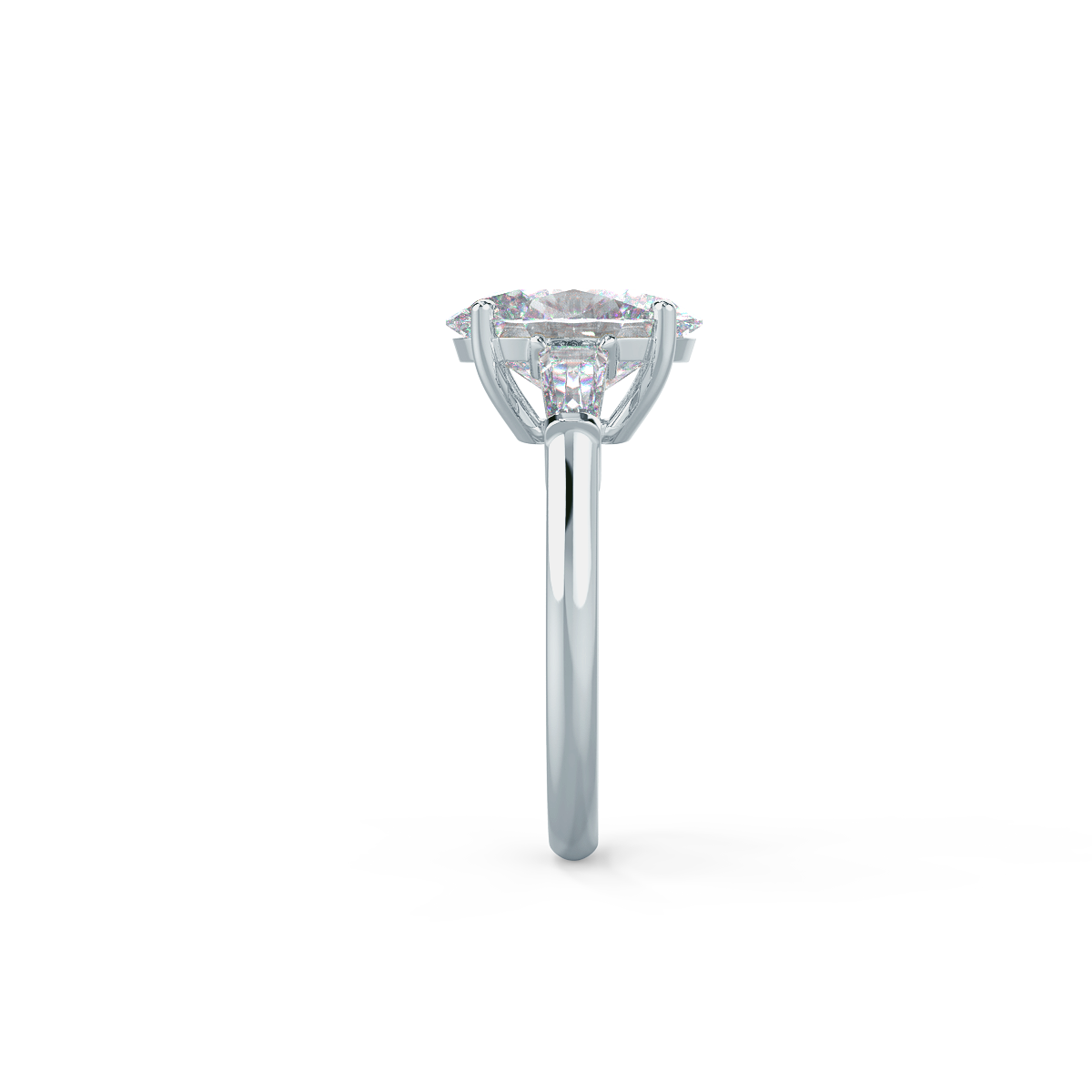 2.25 CT Oval Moissanite Three Stone Stones Engagement Ring