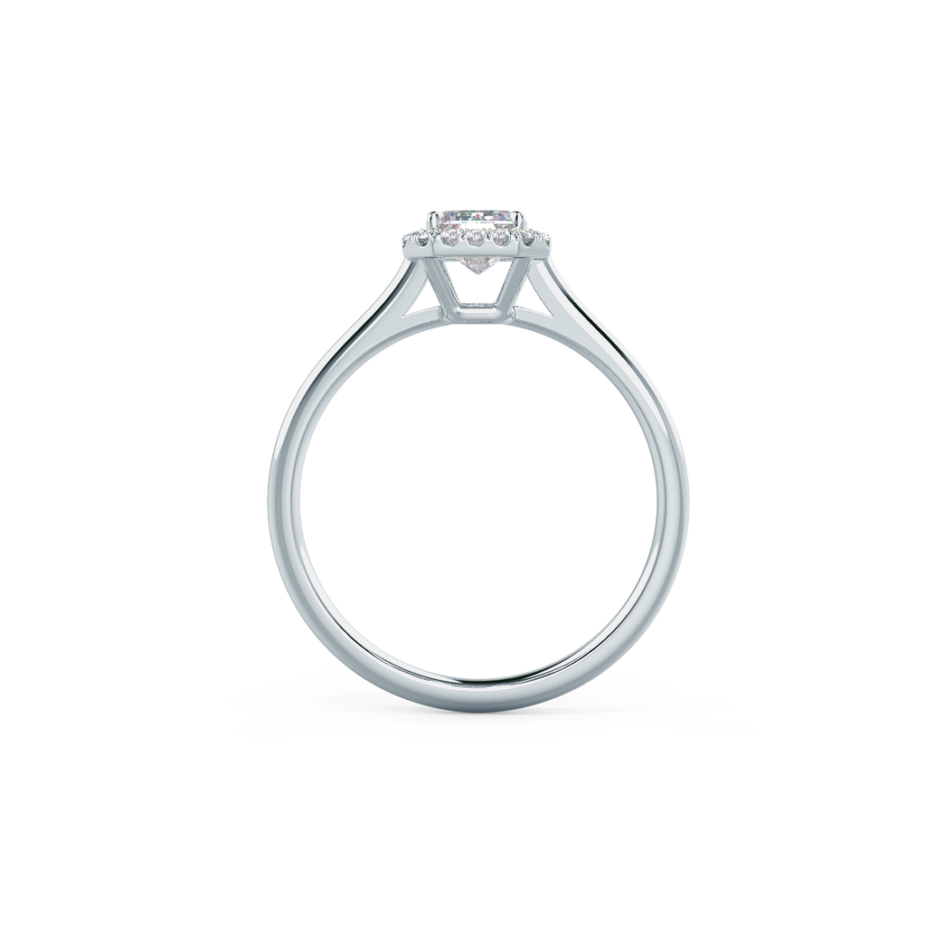 1.0 CT Emerald Cut Moissanite Halo Style Engagement Ring