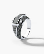 CARLIN Gold Signet Ring with 3.10ct Black Diamonds