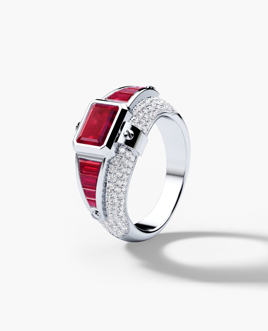 CARLIN Gold Signet Ring with 3.10ct Rubies and Diamonds