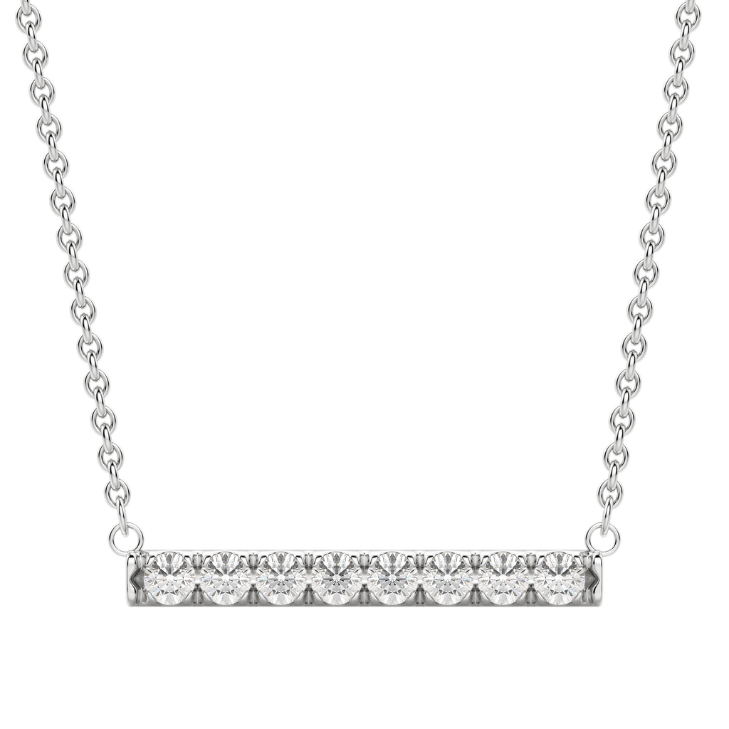 0.24 CT Round Cut Moissanite Bar Setting Necklace