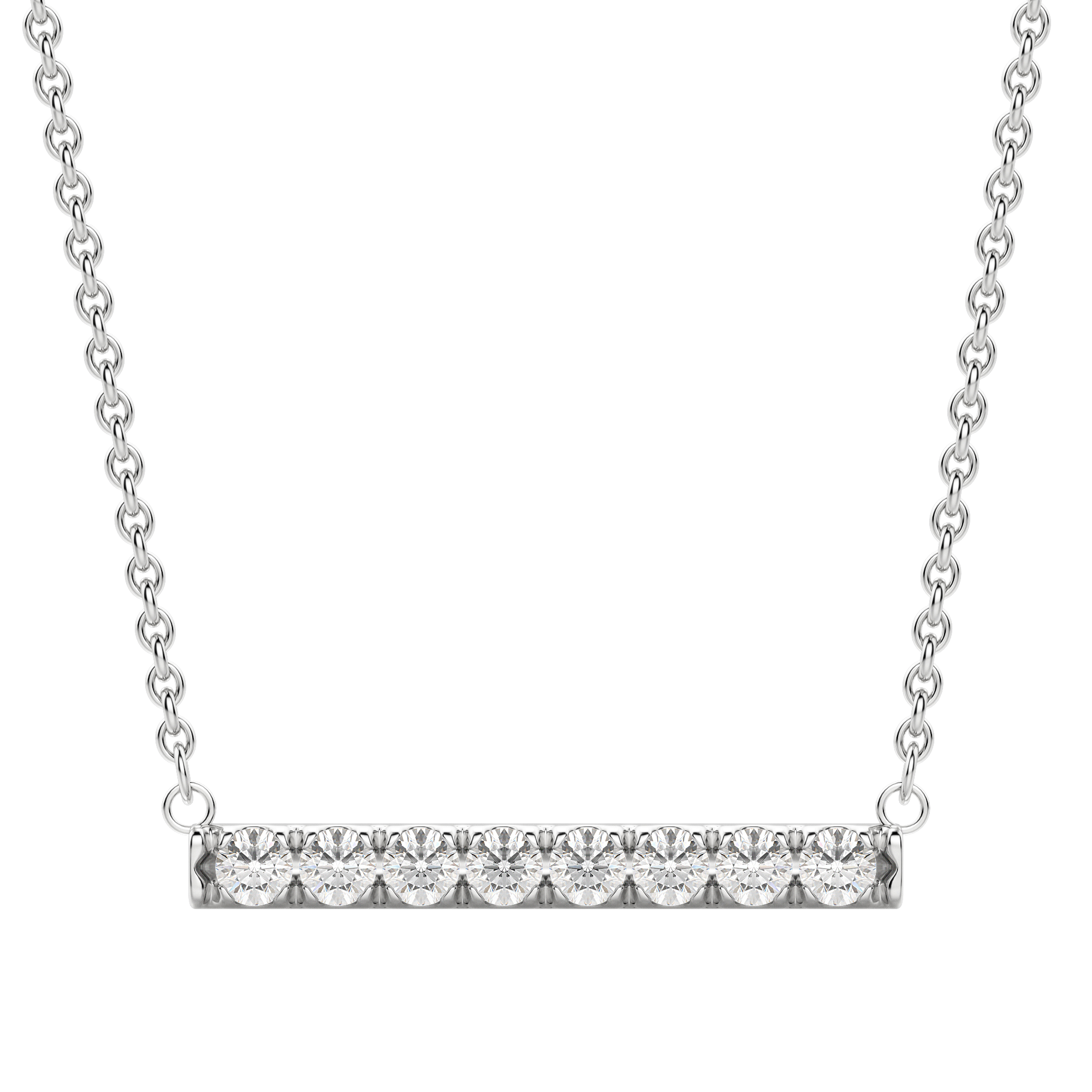 0.24 CT Round Cut Moissanite Bar Setting Necklace