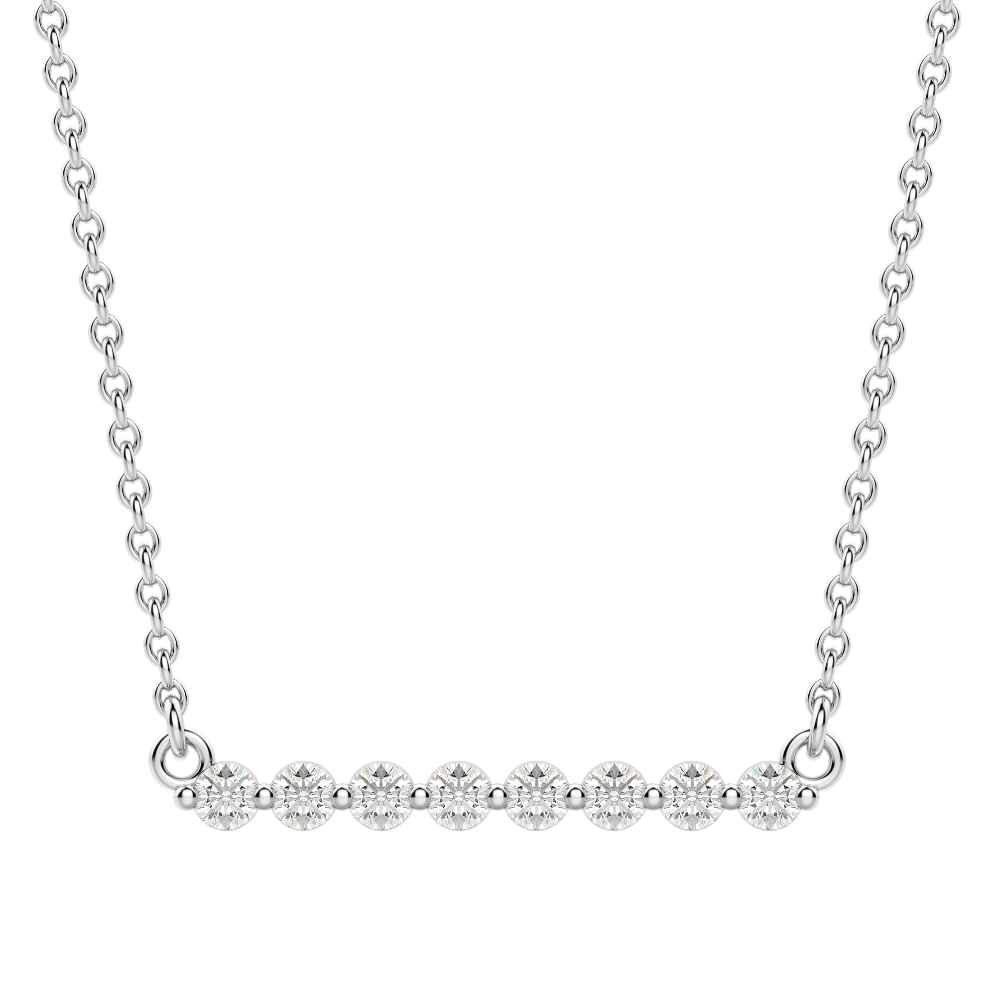 0.24 CT Round Cut Moissanite Shared Prong Necklace