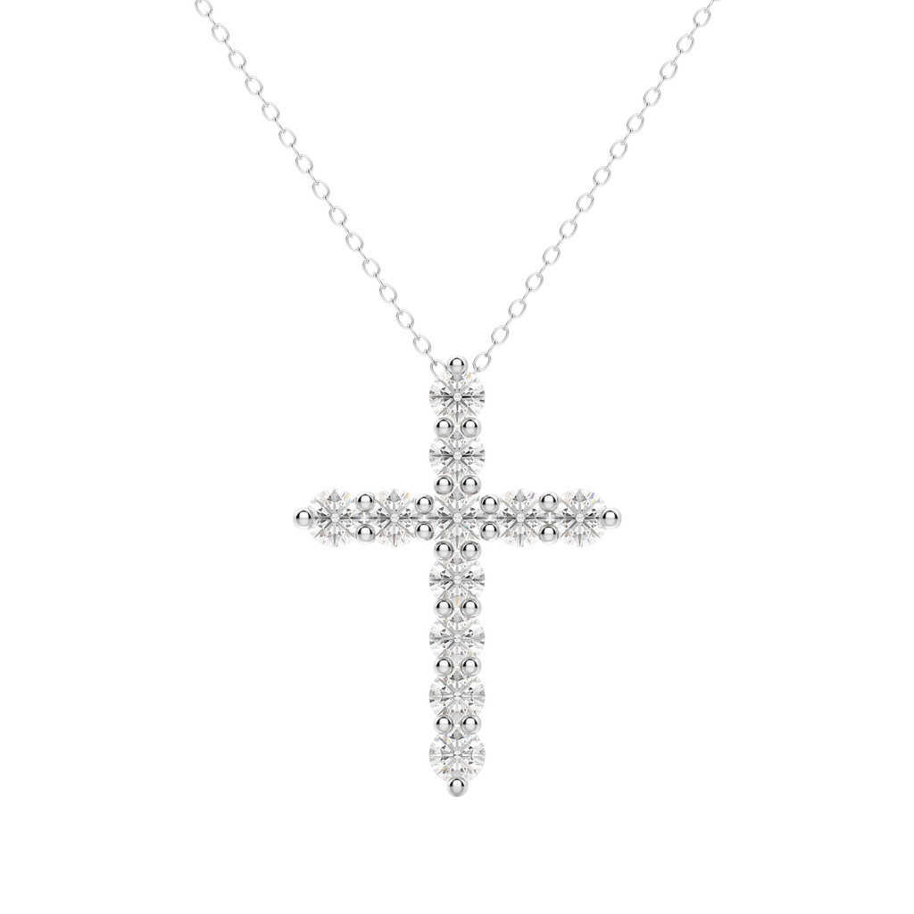 0.17 CT Round Cut Cross Pendant Moissanite Diamond Necklace