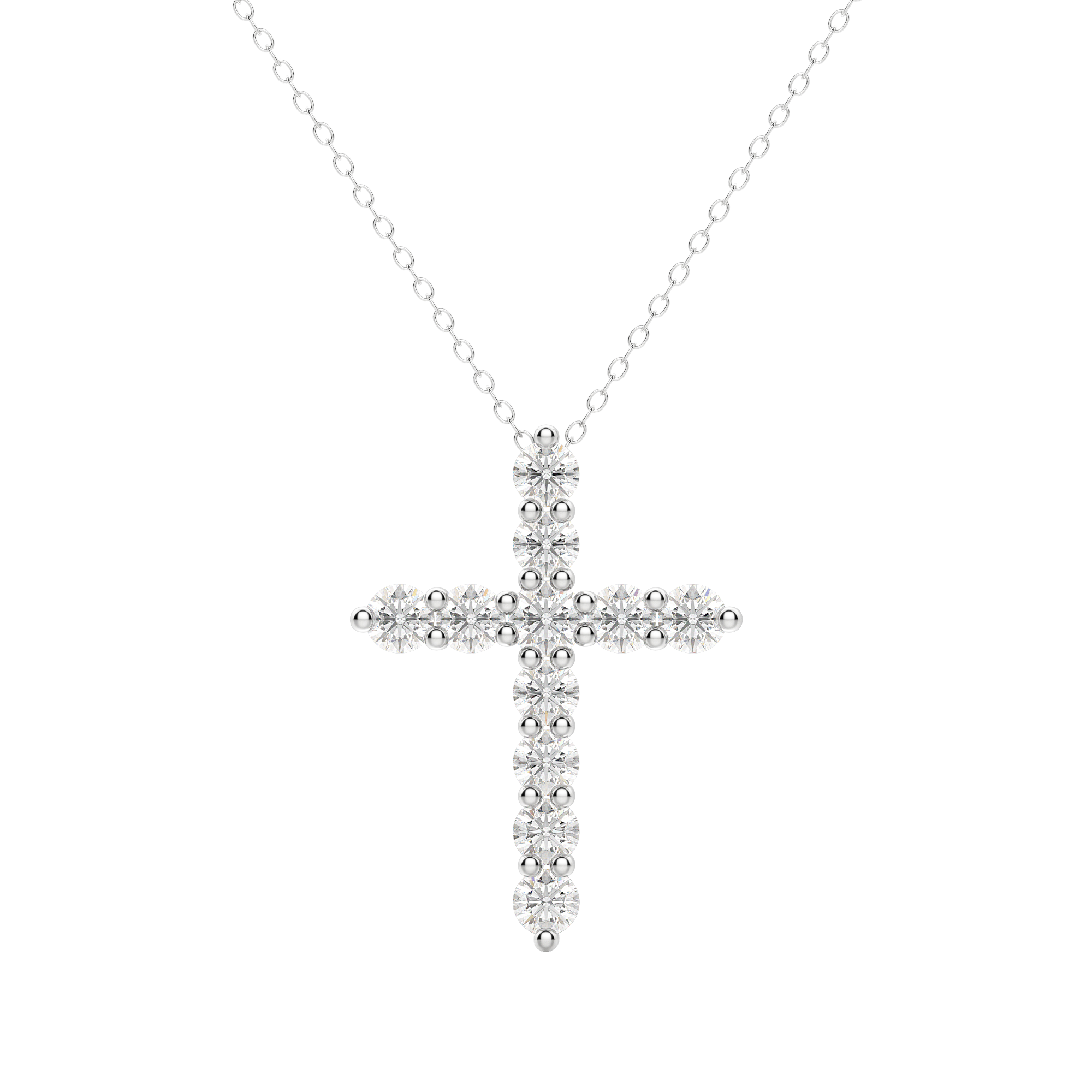 0.17 CT Round Cut Cross Pendant Moissanite Diamond Necklace
