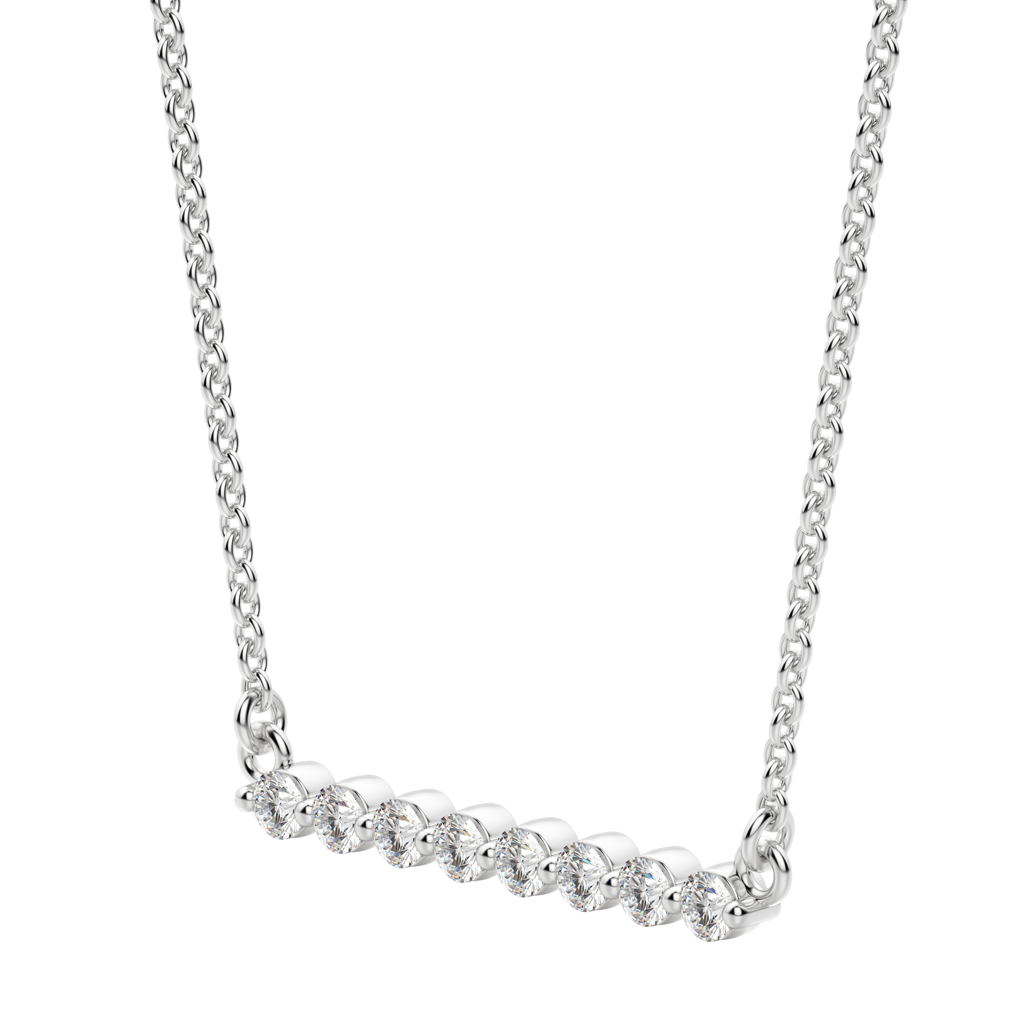 0.24 CT Round Cut Moissanite Shared Prong Necklace