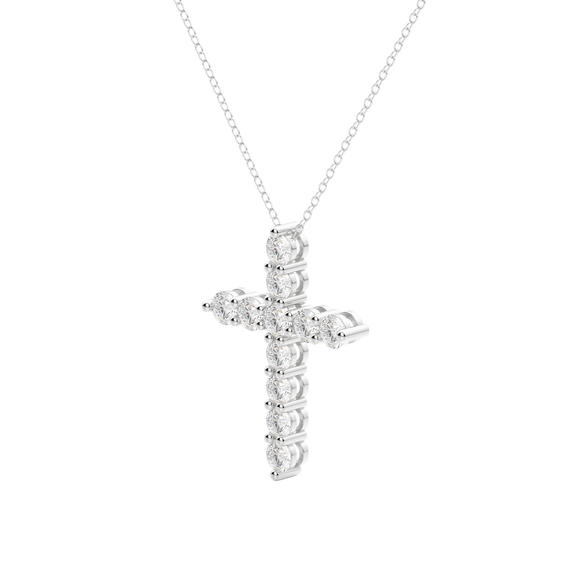 0.17 CT Round Cut Cross Pendant Moissanite Diamond Necklace