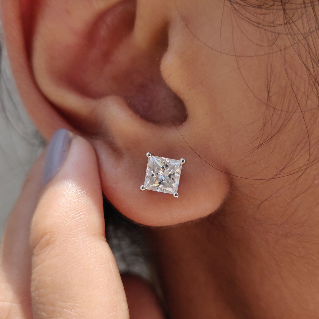 Princess Cut Diamond Earrings