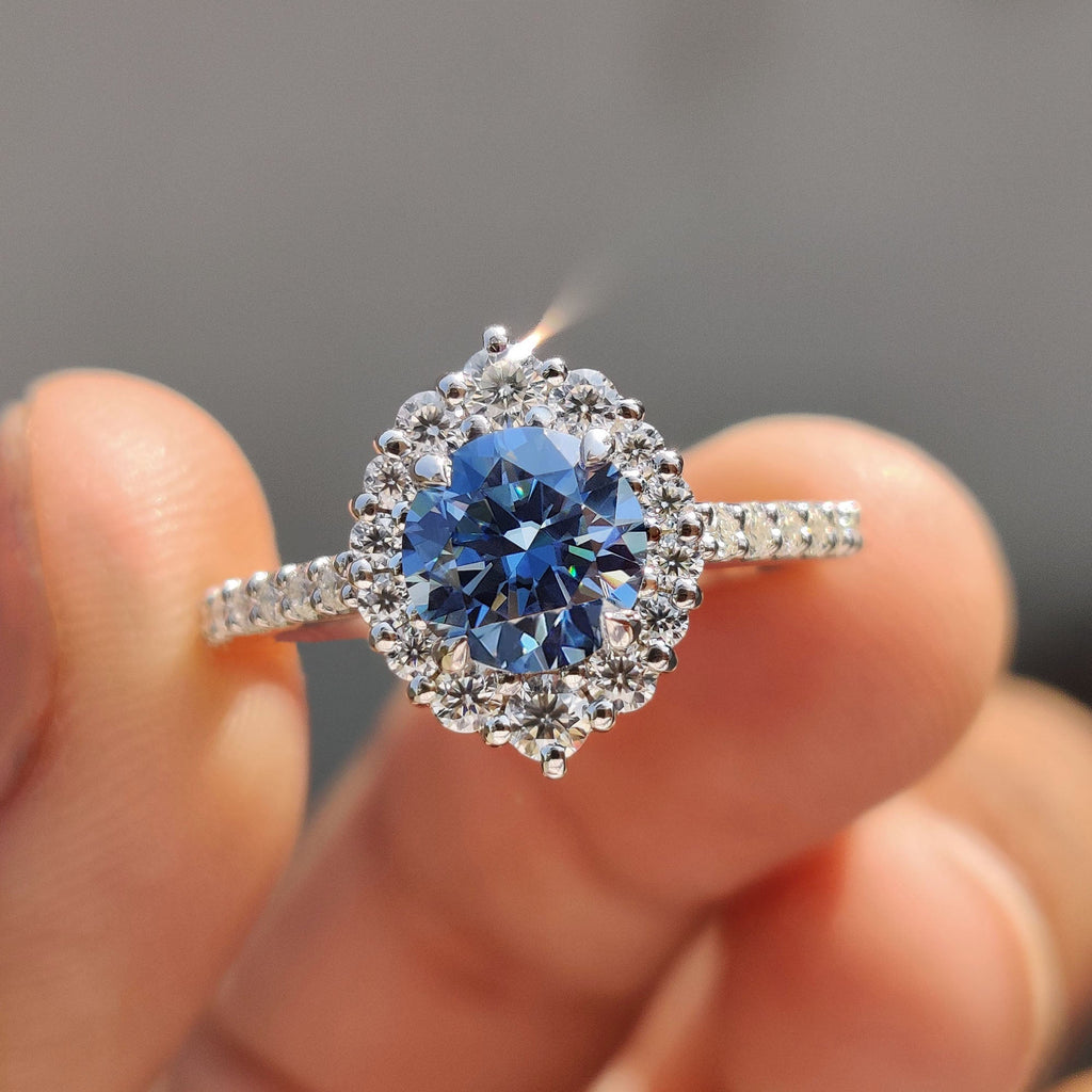 Round Moissanite Halo Engagement Ring