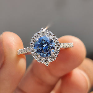 Round Moissanite Halo Engagement Ring