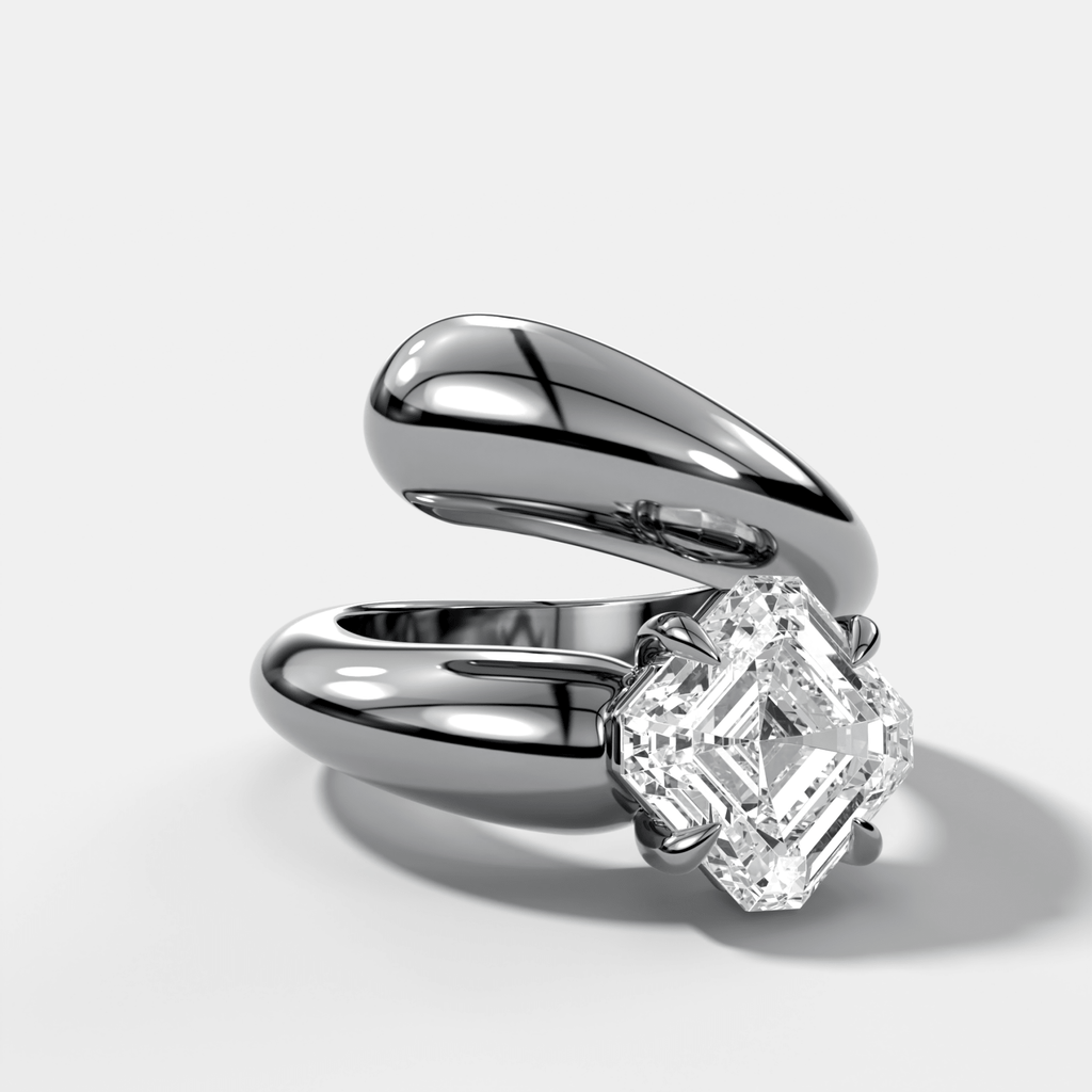 Wrap Engagement Ring with Asscher Cut Diamond