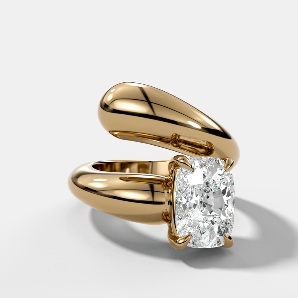 Wrap Engagement Ring with Elongated Cushion Cut Diamond