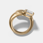 Wrap Engagement Ring with Emerald Cut Diamond