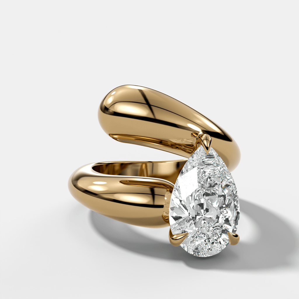 Wrap Engagement Ring with Pear Cut Diamond