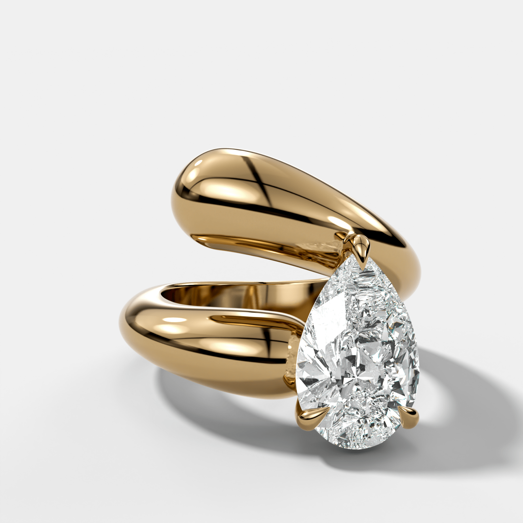 Wrap Engagement Ring with Pear Cut Diamond