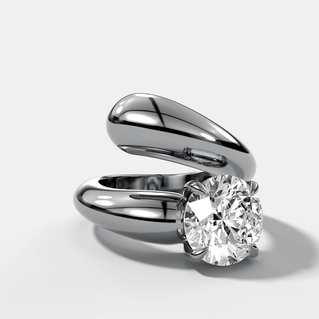 Wrap Engagement Ring with Round Cut Diamond
