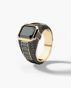 ROCHESTER Gold Signet Ring with 11.30ct Black Diamonds