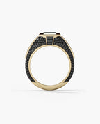ROCHESTER Gold Signet Ring with 11.30ct Black Diamonds