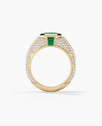 ROCHESTER Gold Signet Ring with 11.30ct Emeralds and Diamonds
